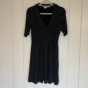 Boden fixed wrap dress - black with blue dots